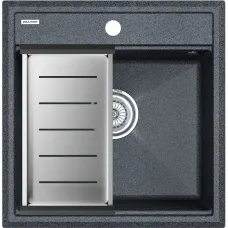 Кухонная мойка Paulmark Stepia PM115051-DG+A375-BS 50x51 см, графит