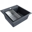 Кухонная мойка Paulmark Stepia PM115051-DG+A375-BS 50x51 см, графит