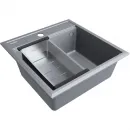Кухонная мойка Paulmark Stepia PM115051-GRM+A375-BS 50x51 см, серый металлик