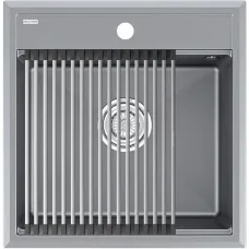 Кухонная мойка Paulmark Stepia PM115051-GRM+R375-BS 50x51 см, серый металлик