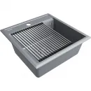 Кухонная мойка Paulmark Stepia PM115051-GRM+R375-BS 50x51 см, серый металлик