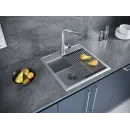 Кухонная мойка Paulmark Stepia PM115051-GRM+R375-BS 50x51 см, серый металлик