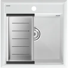 Кухонная мойка Paulmark Stepia PM115051-WH+A375-BS 50x51 см, белый