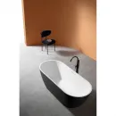Ванна из литьевого мрамора Abber Frankfurt AM9941BW 170x75 см, отдельностоящая, белый матовый/черный матовый