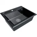 Кухонная мойка Paulmark Stepia PM115951-BLM+R375-BS 59x51 см, черный металлик