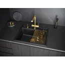 Кухонная мойка Paulmark Stepia PM115951-BLM+R375-BS 59x51 см, черный металлик