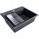 Кухонная мойка Paulmark Stepia PM115951-DG+A375-BS 59x51 см, графит