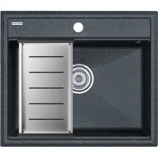 Кухонная мойка Paulmark Stepia PM115951-DG+A375-BS 59x51 см, графит