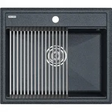 Кухонная мойка Paulmark Stepia PM115951-DG+R375-BS 59x51 см, графит