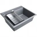 Кухонная мойка Paulmark Stepia PM115951-GRM+A375-BS 59x51 см, серый металлик