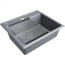 Кухонная мойка Paulmark Stepia PM115951-GRM+R375-BS 59x51 см, серый металлик