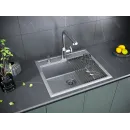 Кухонная мойка Paulmark Stepia PM115951-GRM+R375-BS 59x51 см, серый металлик