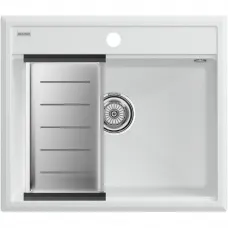 Кухонная мойка Paulmark Stepia PM115951-WH+A375-BS 59x51 см, белый