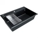 Кухонная мойка Paulmark Stepia PM117551-BLM+A375-BS 75x51 см, черный металлик