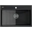 Кухонная мойка Paulmark Stepia PM117551-BLM+R375-BS 75x51 см, черный металлик
