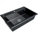Кухонная мойка Paulmark Stepia PM117551-BLM+R375-BS 75x51 см, черный металлик