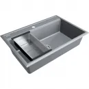 Кухонная мойка Paulmark Stepia PM117551-GRM+A375-BS 75x51 см, серый металлик