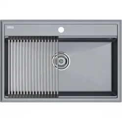 Кухонная мойка Paulmark Stepia PM117551-GRM+R375-BS 75x51 см, серый металлик