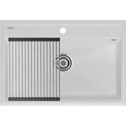 Кухонная мойка Paulmark Stepia PM117551-WH+R375-BS 75x51 см, белый