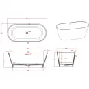 Ванна из литьевого мрамора Timo Elissa Solid Surface ELISSA1580 158x74 см, отдельностоящая, белый матовый