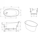 Ванна из литьевого мрамора Timo Kiara Solid Surface KIARA1500 150x76 см, отдельностоящая, белый матовый