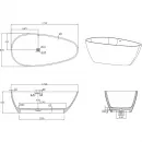 Ванна из литьевого мрамора Timo Rali Solid Surface RALI1700 171x82 см, отдельностоящая, белый матовый