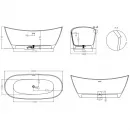 Ванна из литьевого мрамора Salini S-Stone Noemi 101811SMF 185x80 см, отдельностоящая, покраска по RAL матовый полностью