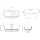 Ванна из литьевого мрамора Timo Elissa Solid Surface ELISSA1500 150x74 см, отдельностоящая, белый матовый