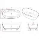 Ванна из литьевого мрамора Timo Satu Solid Surface SATU1555 155x78 см, отдельностоящая, белый матовый