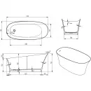 Ванна из литьевого мрамора Timo Kiara Solid Surface KIARA1700 170x76 см, отдельностоящая, белый матовый