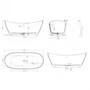 Ванна из литьевого мрамора Salini S-Sense Noemi 101712G 170,5x75,5 см, отдельностоящая, белый глянец