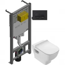 Комплект подвесной унитаз Jacob Delafon Struktura EDE102-00 + E20606-WTE + система инсталляции Jacob Delafon E29025-NF + E20859-7-BMT