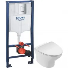 Комплект подвесной унитаз Jacob Delafon Nouvelle Vague EDK102-00 + E22124-00 + система инсталляции Grohe 38772001