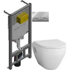 Комплект подвесной унитаз Am.Pm Spirit 2.0 C701738WH + C707857WH + система инсталляции Jacob Delafon E29025-NF + E29027-CP