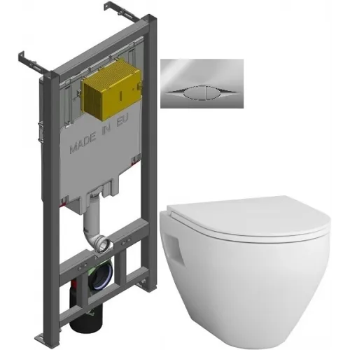 Комплект подвесной унитаз Am.Pm Spirit 2.0 C701738WH + C707857WH + система инсталляции Jacob Delafon E29025-NF + E29027-CP
