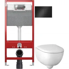 Комплект подвесной унитаз Geberit Renova Compact 500.803.00.1 + система инсталляции Tece 9300302 + 9240407