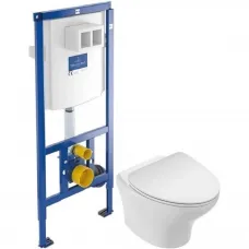 Комплект подвесной унитаз Jacob Delafon Nouvelle Vague EDK102-00 + E22124-00 + система инсталляции Villeroy & Boch 92246100