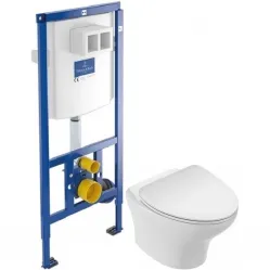 Комплект подвесной унитаз Jacob Delafon Nouvelle Vague EDK102-00 + E22124-00 + система инсталляции Villeroy & Boch 92246100