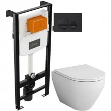 Комплект подвесной унитаз Am.Pm Spirit 2.0 C701700WH + C707857WH + система инсталляции Jacob Delafon E24156-NF + E20859-7-BMT