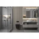 Комплект инсталляция с унитазом Abber AC1201MB-AC0105-AC0121MB с кнопкой смыва, черный матовый + унитаз подвесной Abber Rechteck безободковый, с сиденьем микролифт, черный матовый