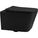 Комплект инсталляция с унитазом Abber AC1201MB-AC0105-AC0121MB с кнопкой смыва, черный матовый + унитаз подвесной Abber Rechteck безободковый, с сиденьем микролифт, черный матовый