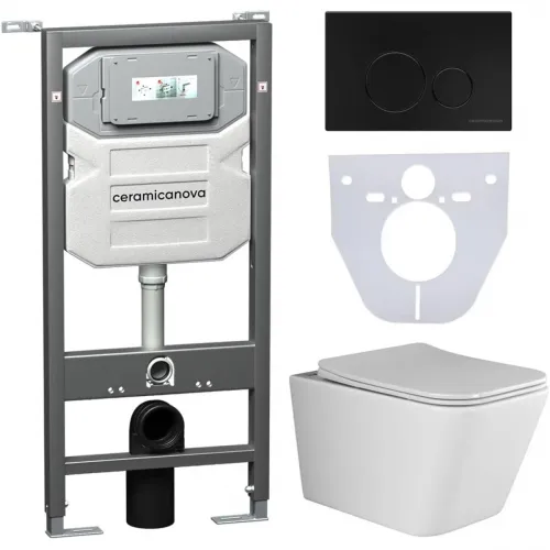 Комплект подвесной унитаз Ceramica Nova Metric CN3007 + система инсталляции Ceramica Nova Envision Round CN1001B + CN1000