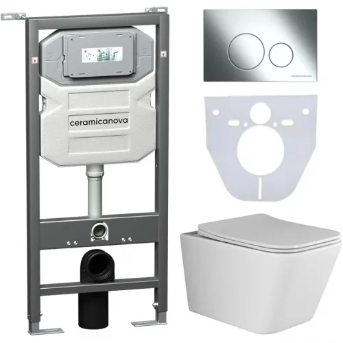 Комплект подвесной унитаз Ceramica Nova Metric CN3007 + система инсталляции Ceramica Nova Envision Round CN1001CH + CN1000