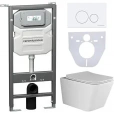 Комплект подвесной унитаз Ceramica Nova Metric CN3007 + система инсталляции Ceramica Nova Envision Round CN1001W + CN1000