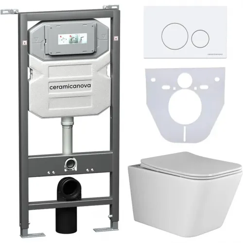 Комплект подвесной унитаз Ceramica Nova Metric CN3007 + система инсталляции Ceramica Nova Envision Round CN1001W + CN1000