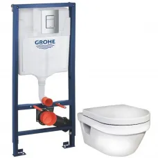 Комплект подвесной унитаз Gustavsberg Hygienic Flush 5G84HR01 + система инсталляции Grohe 38772001