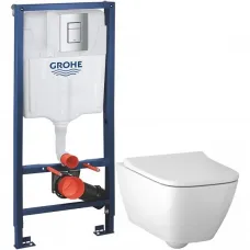 Комплект подвесной унитаз Geberit Smyle Square 500.683.00.2 + система инсталляции Grohe 38772001