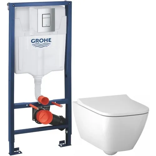 Комплект подвесной унитаз Geberit Smyle Square 500.683.00.2 + система инсталляции Grohe 38772001