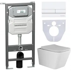 Комплект подвесной унитаз Ceramica Nova Metric CN3007 + система инсталляции Ceramica Nova Envision Flat CN1002W + CN1000