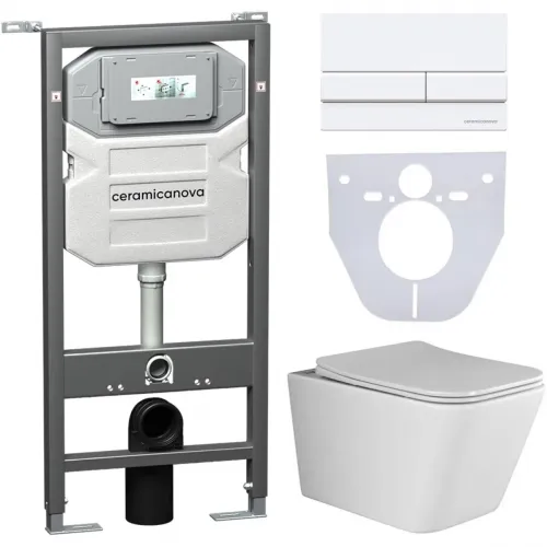 Комплект подвесной унитаз Ceramica Nova Metric CN3007 + система инсталляции Ceramica Nova Envision Flat CN1002W + CN1000